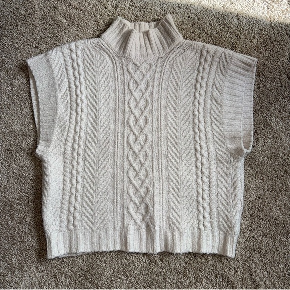 🖤Pink Rose Cable Knit Sleeveless Sweater - Cream - Picture 2 of 4